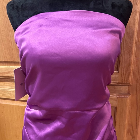 BHLDN Selena Strapless Stretch Satin‎ Slip Ruched Midi Dress Purple Size Medium - Picture 6 of 15